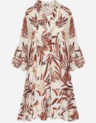 m&d fashion Rochie Maro din Viscoză cu Croi Evazat cu Volane cu Imprimeu Floral Ridiara