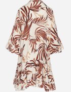 m&d fashion Rochie Maro din Viscoză cu Croi Evazat cu Volane cu Imprimeu Floral Ridiara