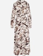 m&d fashion Rochie Maro din Viscoză cu Imprimeu Abstract cu Elastic în Talie și Decolteu în V Arpio