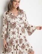 m&d fashion Rochie Maro din viscoză cu model geometric Filavara