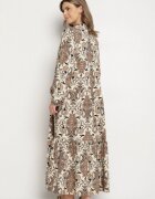 m&d fashion Rochie Maro din Viscoză Evazată cu Decolteu în V Atelida