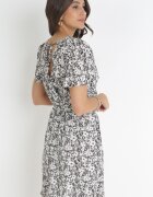 m&d fashion Rochie Mini Negru-Albă cu Decolteu Petrecut și Cordon Legat Airin