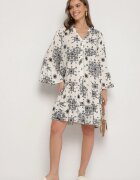 m&d fashion Rochie Neagră din Viscoză cu Model Geometric Filavara
