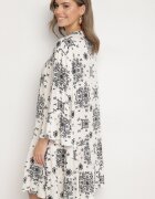 m&d fashion Rochie Neagră din Viscoză cu Model Geometric Filavara