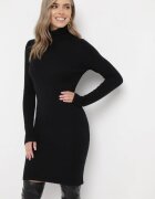 m&d fashion Rochie Neagră Midi cu Guler înalt în stil pulover Abdone