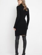 m&d fashion Rochie Neagră Midi cu Guler înalt în stil pulover Abdone