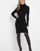 m&d fashion Rochie Neagră Midi cu Guler înalt în stil pulover Abdone