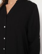 m&d fashion Rochie Neagră Oversize din Bumbac cu Croială Simplă Tip Cămașă Elanistra
