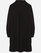 m&d fashion Rochie Neagră Oversize din Bumbac cu Croială Simplă Tip Cămașă Elanistra