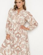 m&d fashion Rochie Portocalie din Viscoză cu croi Cloș cu Legătură cu Imprimeu Floral Korivona