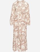 m&d fashion Rochie Portocalie din Viscoză cu croi Cloș cu Legătură cu Imprimeu Floral Korivona