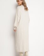 m&d fashion Rochie pulover bej deschis croială largă din viscoză cu mâneci largi și guler Rinfera