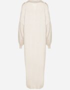 m&d fashion Rochie pulover bej deschis croială largă din viscoză cu mâneci largi și guler Rinfera