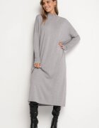 m&d fashion Rochie Pulover Gri deschis cu Guler înalt și Vâscoză cu Croi tip cutie Alirinna