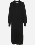 m&d fashion Rochie Pulover Neagră croială dreaptă cu vâscoză mâneci largi și guler Rinfera