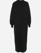 m&d fashion Rochie Pulover Neagră croială dreaptă cu vâscoză mâneci largi și guler Rinfera