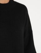 m&d fashion Rochie Pulover Neagră cu Guler semi-înalt și Viscoză cu Croială boxy Salithra