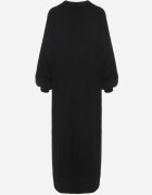 m&d fashion Rochie Pulover Neagră cu Guler semi-înalt și Viscoză cu Croială boxy Salithra