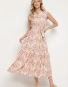 m&d fashion Rochie Roz din Viscoză Fără Mâneci cu cordon Filimea