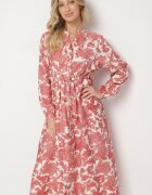 m&d fashion Rochie Roz Evazată cu Viscoză cu Imprimeu Floral Filirelle