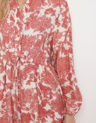 m&d fashion Rochie Roz Evazată cu Viscoză cu Imprimeu Floral Filirelle