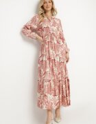 m&d fashion Rochie Roz închis cu vâscoză cu croială evazată cu motiv floral Edionilira