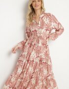 m&d fashion Rochie Roz închis cu vâscoză cu croială evazată cu motiv floral Edionilira
