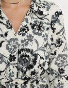 m&d fashion Rochie tip cămașă Albastră din Viscoză cu imprimeu floral cu cordon de legat Lorkia