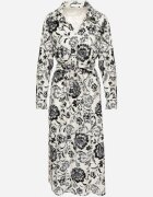 m&d fashion Rochie tip cămașă Albastră din Viscoză cu imprimeu floral cu cordon de legat Lorkia