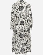 m&d fashion Rochie tip cămașă Albastră din Viscoză cu imprimeu floral cu cordon de legat Lorkia