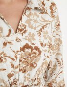 m&d fashion Rochie Tip Cămașă Bej Deschis din Viscoză cu Imprimeu Floral cu Cordon de Legat Lorkia