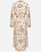 m&d fashion Rochie Tip Cămașă Bej Deschis din Viscoză cu Imprimeu Floral cu Cordon de Legat Lorkia