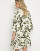 m&d fashion Rochie Verde din Viscoză cu Croi Cloș cu Volane cu Imprimeu Floral Ridiara