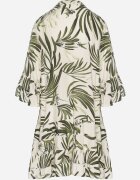m&d fashion Rochie Verde din Viscoză cu Croi Cloș cu Volane cu Imprimeu Floral Ridiara