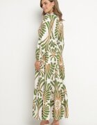 m&d fashion Rochie Verde din Viscoză cu croi evazat cu motiv floral Korisaria