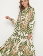 m&d fashion Rochie Verde din Viscoză cu croi evazat cu motiv floral Korisaria