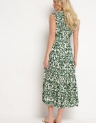 m&d fashion Rochie Verde din Viscoză cu elastic în talie cu nasturi și cordon din material Giselia
