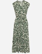 m&d fashion Rochie Verde din Viscoză cu elastic în talie cu nasturi și cordon din material Giselia