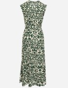 m&d fashion Rochie Verde din Viscoză cu elastic în talie cu nasturi și cordon din material Giselia