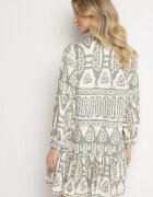 m&d fashion Rochie Verde Din Viscoză Cu Model Etnic Cu Croială Evazată Cu Legătură Nalpio