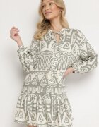 m&d fashion Rochie Verde Din Viscoză Cu Model Etnic Cu Croială Evazată Cu Legătură Nalpio