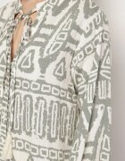 m&d fashion Rochie Verde Din Viscoză Cu Model Etnic Cu Croială Evazată Cu Legătură Nalpio