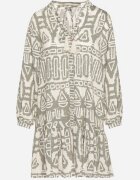 m&d fashion Rochie Verde Din Viscoză Cu Model Etnic Cu Croială Evazată Cu Legătură Nalpio