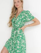 m&d fashion Rochie Verde Maxi cu Elastic în Talie Floral Aretocia
