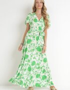 m&d fashion Rochie Verde Maxi cu Elastic și Nod în Talie din Viscoză Aspasia