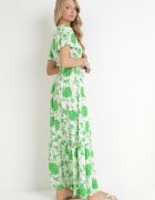 m&d fashion Rochie Verde Maxi cu Elastic și Nod în Talie din Viscoză Aspasia