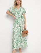 m&d fashion Rochie Verde Vâscoză cu croi petrecut și imprimeu floral Cinea
