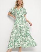 m&d fashion Rochie Verde Vâscoză cu croi petrecut și imprimeu floral Cinea