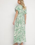 m&d fashion Rochie Verde Vâscoză cu croi petrecut și imprimeu floral Cinea