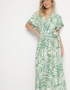 m&d fashion Rochie Verde Vâscoză cu croi petrecut și imprimeu floral Cinea